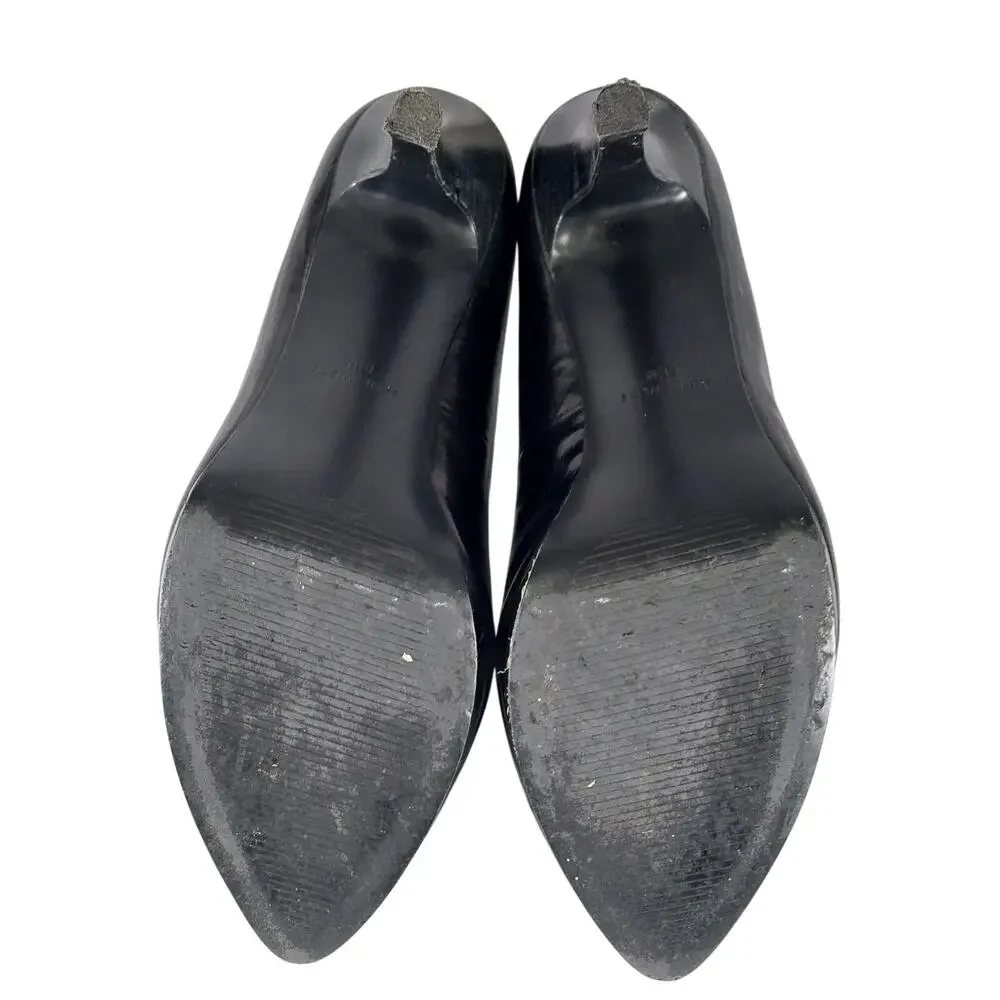 NINE WEST! GORGEOUS MINI PLATFORM CLASSIC BLACK SLIP-ON PUMPS, HEELS! SZ 8.5M